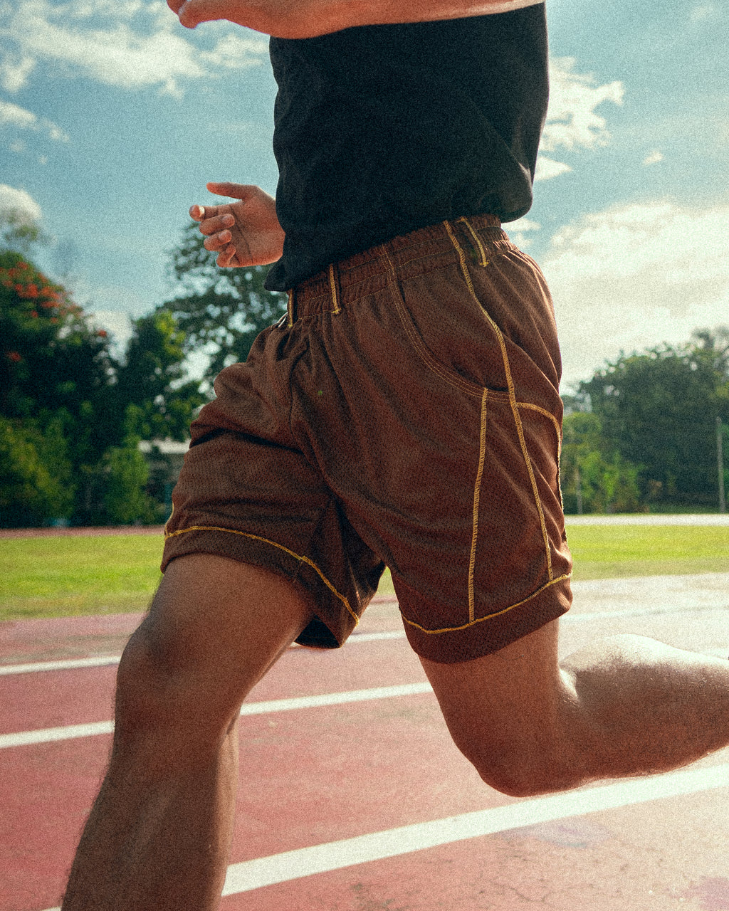 BROWN CLAY MESH SHORTS