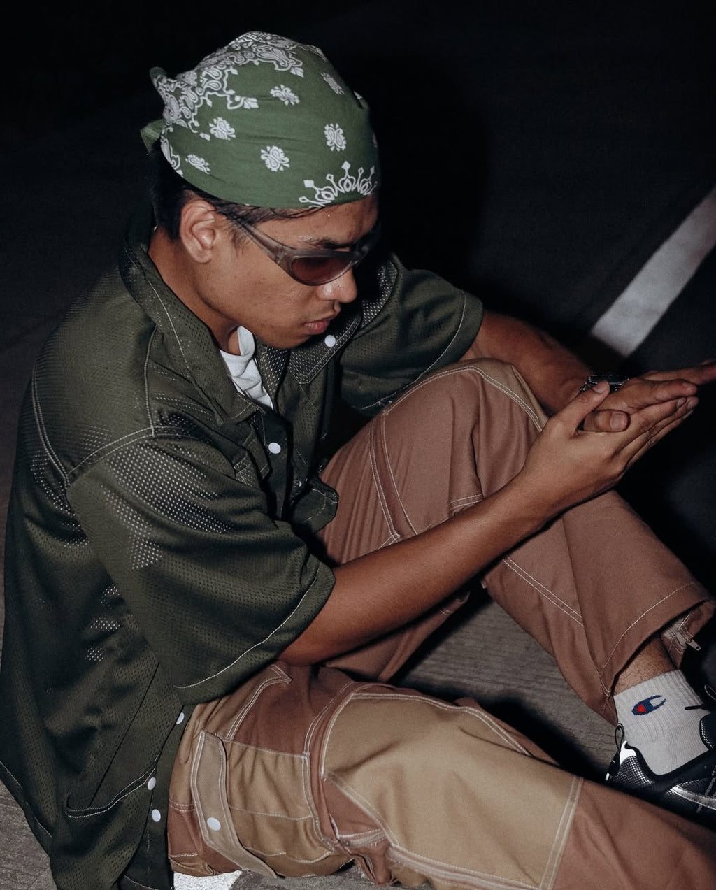 HUNT AND HARVEST GREEN MESH CAMP SHIRT