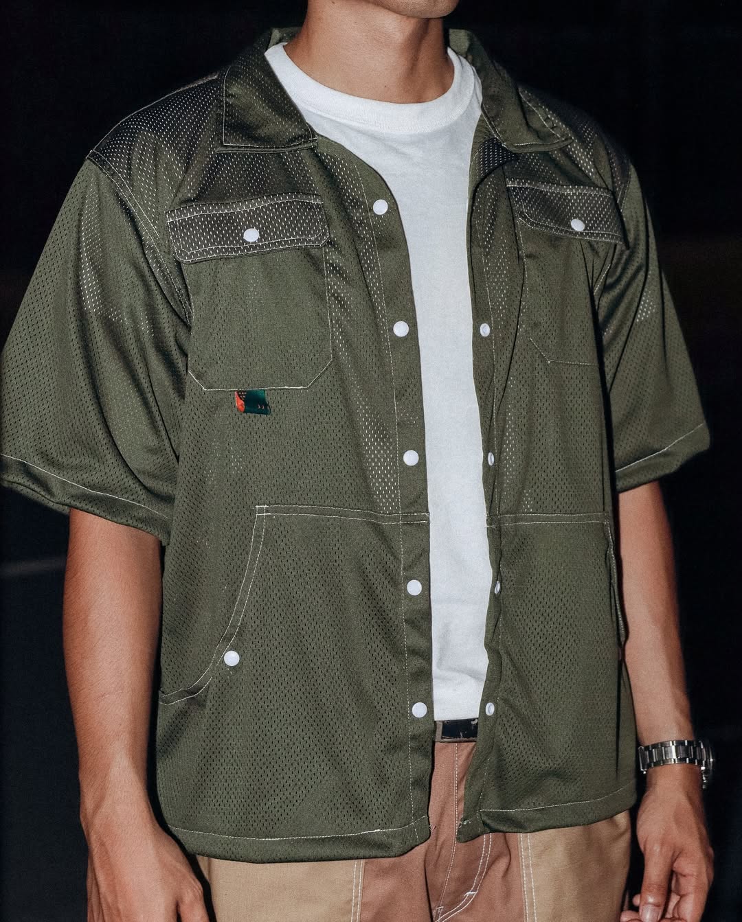 HUNT AND HARVEST GREEN MESH CAMP SHIRT